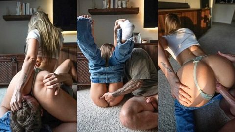 BLUE JEAN BABY - Amateur PAWG Gets Pleasured On Her Knees